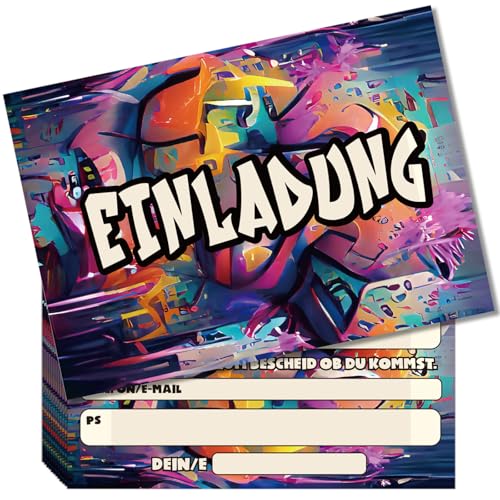 Hierein Bunte Graffiti Einladungskarten Geburtstag, 12x Stylishe Einladungskarten Kindergeburtstag Mädchen, Personalisierte Einladungskarten für Jungen Mädchen Kinder, Party Geburtstagseinladungen Hierein Bunte Graffiti Einladungskarten Geburtstag, 12x Stylishe Einladungskarten Kindergeburtstag Mädchen, Personalisierte Einladungskarten für Jungen Mädchen Kinder, Party Geburtstagseinladungen von Hierein