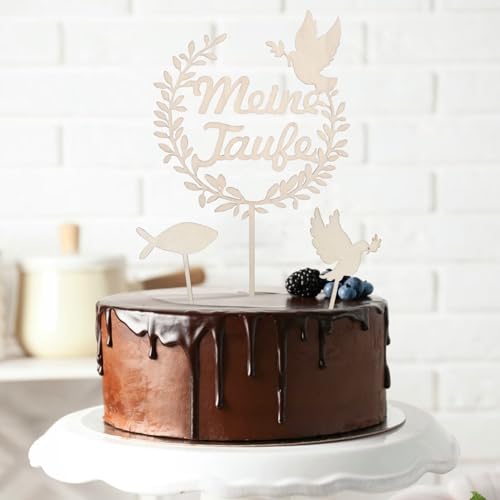 Cake Topper Taufe, Hierein 3 Stück Hölzern Meine Taufe Tortendeko Taufe Holz Taufetortenaufleger mit 1 Fisch, 1 Taube Deko Party Geburtstage Taufen Duschen Dekoration für Junge Mädchen Cake Topper Taufe, Hierein 3 Stück Hölzern Meine Taufe Tortendeko Taufe Holz Taufetortenaufleger mit 1 Fisch, 1 Taube Deko Party Geburtstage Taufen Duschen Dekoration für Junge Mädchen von Hierein