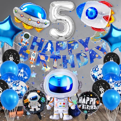 Hierein Geburtstagsdeko Jungen, XXL Weltraum Ballons Kindergeburtstag Deko 5 Jahre mit Banner, 25 Stück Astronaut Folienballon Deko Geburtstag für 5 Jahre Geburtstag Junge Kinder, Astronauten Party Hierein Geburtstagsdeko Jungen, XXL Weltraum Ballons Kindergeburtstag Deko 5 Jahre mit Banner, 25 Stück Astronaut Folienballon Deko Geburtstag für 5 Jahre Geburtstag Junge Kinder, Astronauten Party von Hierein