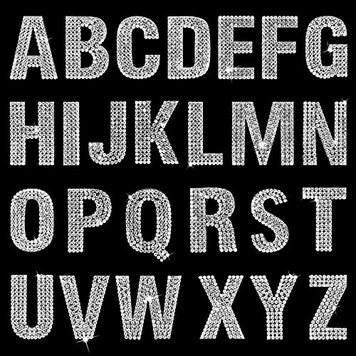 HIFOT 52 Stücke Glitzer Strass Alphabet Aufkleber, Strasssteine Selbstklebend 26 Buchstaben Sticker Set Klebebuchstaben für Kunst und Handwerk Kleidung DIY Dekor von Hifot