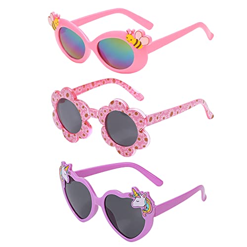 Hifot 3 Stück Kinder Sonnenbrille Einhorn Kunststoffrahmen Polarisiert Brille, Mode Rave Party Dress up Brille für Jungen Mädchen von Hifot