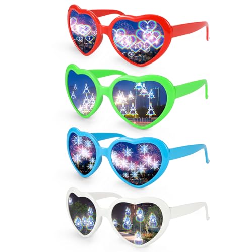 Hifot Herz Brille Effekt für Weihnachten 4 Stücke, Herz Sonnenbrille Weihnacht Partybrille, Lustige Brillen Party Brille für Herren Damen, Xmas EDM Feuerwerk Show Karneval Party Deko Hifot Herz Brille Effekt für Weihnachten 4 Stücke, Herz Sonnenbrille Weihnacht Partybrille, Lustige Brillen Party Brille für Herren Damen, Xmas EDM Feuerwerk Show Karneval Party Deko von Hifot