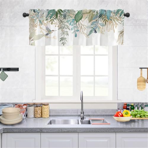 Highdi 1 Stück Kurzgardine Wohnzimmer Küchen, Stangentasche Kurzer Scheibengardinen für Kleine Fenster,Landhausstil Bistrogardine Küche Kurzgardinen (Frühling,137 * 45cm) von Highdi