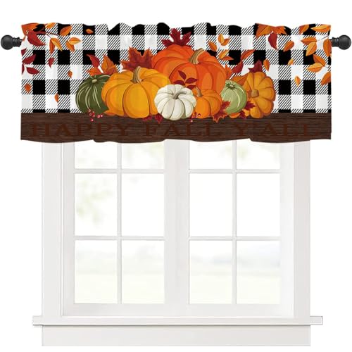 Highdi 1 Stück Kurzgardine Wohnzimmer Küchen, Stangentasche Kurzer Scheibengardinen für Kleine Fenster,Landhausstil Bistrogardine Kurzgardinen (Ahornblatt,137 * 45cm) von Highdi