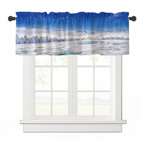 Highdi 1 Stück Kurzgardine Wohnzimmer Küchen, Stangentasche Kurzer Scheibengardinen für Kleine Fenster,Landhausstil Bistrogardine Kurzgardinen (Winterschnee 5,137x45cm) von Highdi