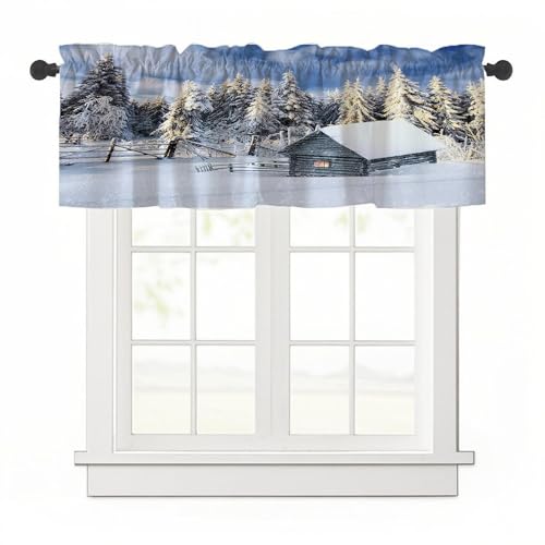 Highdi 1 Stück Kurzgardine Wohnzimmer Küchen, Stangentasche Kurzer Scheibengardinen für Kleine Fenster,Landhausstil Bistrogardine Kurzgardinen (Winterschnee 6,137x45cm) von Highdi