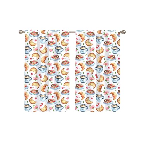 Highdi 2 Stück Kurzgardine Modern Wohnzimmer Küchen, Kurzer Vorhang Fenster Durchscheinend Fenstergardinen, Bistrogardine Stab Tasche Halbe Fenster Behandlung für Home Decor (Dim Sum,W80xL100cm) von Highdi