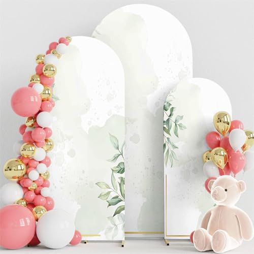 Highdi 3D Bogen-Hintergrund-Abdeckung, Hochzeitsbogen Abdeckung Bogen Hintergrundabdeckungen Oberseite für Hochzeit, Geburtstag, Party, Zeremonie, Bankett Dekoration (5FT(65 * 150CM),Grüne Blätter) von Highdi