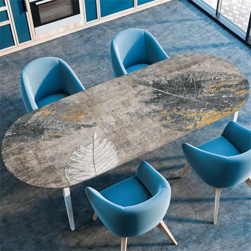 Highdi 3D Elastische Oval Tischdecke Abwaschbar, Spanntischdecke Gartentischdecke Outdoor Tischdecke mit Gummizug für Esszimmer, Küche (107x152cm(42"x60"), Ästhetik 5) von Highdi