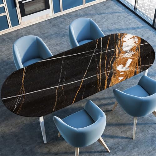Highdi 3D Elastische Tischdecke Oval Abwaschbar, Spanntischdecke Oval Gartentischdecke Outdoor Oval Tischdecke mit Gummizug für Esszimmer, Küche (122x183cm(48"x72"),Nebel 3) von Highdi