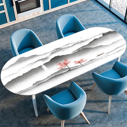 Highdi 3D Elastische Tischdecke Oval Abwaschbar, Spanntischdecke Oval Gartentischdecke Outdoor Oval Tischdecke mit Gummizug für Esszimmer, Küche (Goldene Nation 2,91x152cm(36"x60")) von Highdi