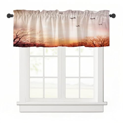 Highdi 3D Kurzgardine Wohnzimmer Küchen, 1 Stück Stangentasche Kurzer Scheibengardinen für Kleine Fenster,Landhausstil Bistrogardine Kurzgardinen (Schmetterling,137x45cm) von Highdi