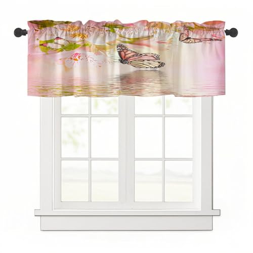Highdi 3D Kurzgardine Wohnzimmer Küchen, 1 Stück Stangentasche Kurzer Scheibengardinen für Kleine Fenster,Landhausstil Bistrogardine Kurzgardinen (See,137x45cm) von Highdi