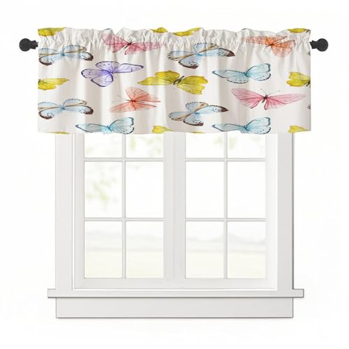 Highdi 3D Kurzgardine Wohnzimmer Küchen, 1 Stück Stangentasche Kurzer Scheibengardinen für Kleine Fenster,Landhausstil Bistrogardine Kurzgardinen (Weiß,137x45cm) von Highdi
