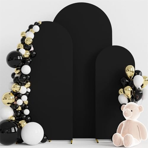 Highdi Bogen-Hintergrund-Abdeckung, Hochzeitsbogen Abdeckung Bogen Hintergrundabdeckungen Oberseite für Hochzeit, Geburtstag, Party, Zeremonie Dekoration (6FT,Schwarz) von Highdi