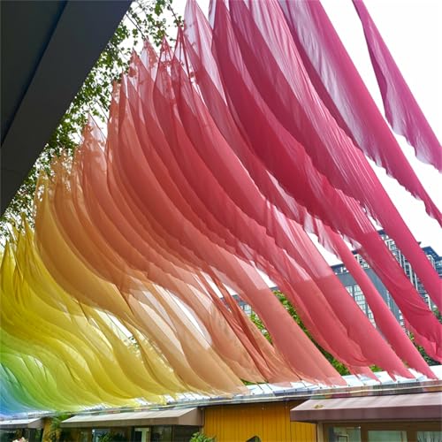 Highdi Deckenvorhänge Hochzeit Chiffon Stoff Drapierung, Durchsichtige Tüll Deckenvorhänge Freihanddeko für Hochzeit, Bogen, Bühne, Zeremonie, Empfang (Welle-Fuchsia,40 * 400CM) von Highdi