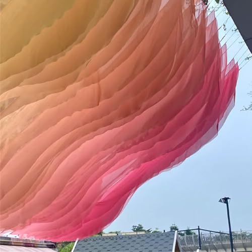 Highdi Deckenvorhänge Hochzeit Chiffon Stoff Drapierung, Durchsichtige Tüll Deckenvorhänge Freihanddeko für Hochzeit, Bogen, Bühne, Zeremonie, Empfang (Welle-Orange,40 * 400CM) von Highdi