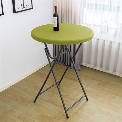 Highdi Einfarbig Elastische Tischdecke Rund Abwaschbar, Spanntischdecke Rund Gartentischdecke Outdoor Round Tischdecke mit Gummizug für Esszimmer, Küche und Picknick (ф60cm,Grasgrün) von Highdi