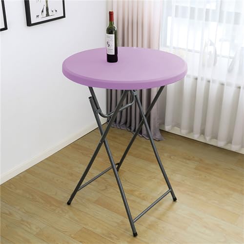 Highdi Einfarbig Elastische Tischdecke Rund Abwaschbar, Spanntischdecke Rund Gartentischdecke Outdoor Round Tischdecke mit Gummizug für Esszimmer, Küche und Picknick (ф80cm,Hellviolett) von Highdi