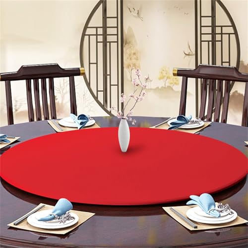 Highdi Elastische Tischdecke Rund Abwaschbar, Cocktail Spanntischdecke Rund Gartentischdecke Outdoor Round Tischdecke mit Gummizug für Esszimmer, Küche und Picknick (160cm,Großes Rot) von Highdi