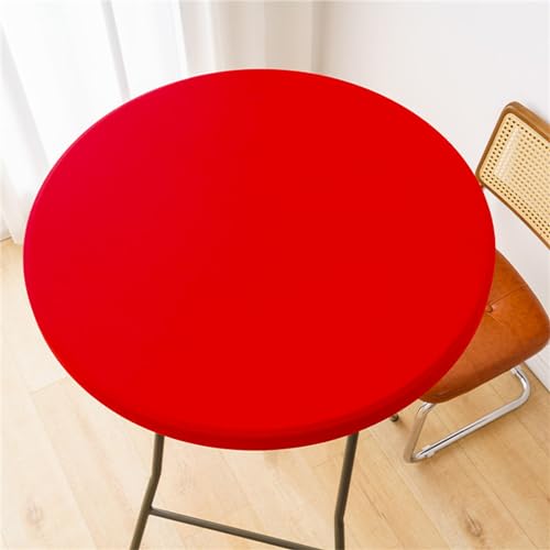 Highdi Elastische Tischdecke Rund Abwaschbar, Spanntischdecke Rund Gartentischdecke Outdoor Round Tischdecke mit Gummizug für Esszimmer, Küche und Picknick (60cm,8#Großes Rot) von Highdi