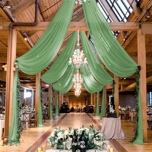 Highdi Hochzeit Vorhang Hochzeitsbogen, Chiffon Stoff Decken Gardinen Dekoration Tüll Vorhänge Freihanddeko für Hochzeit Geburtstag Party Fotografie Taufe (75x600cm,Hellgrün) von Highdi