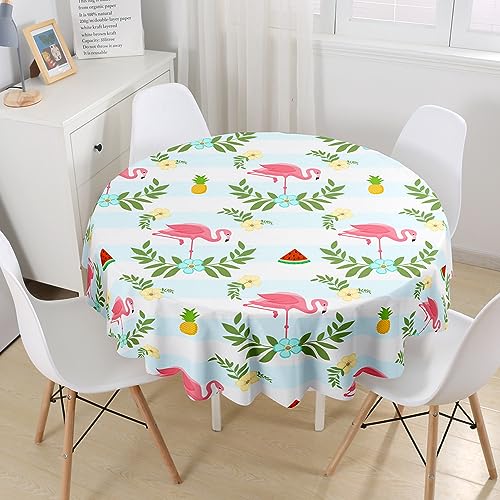 Highdi Runde Tischdecke Abwaschbar Tisch Decke, Flamingo-Muster Rund Tischwäsche Geeignet für Küche, Esszimmer, Esstisch, Couchtisch, Gartentisch (Durchmesser 140cm,Ananas) von Highdi