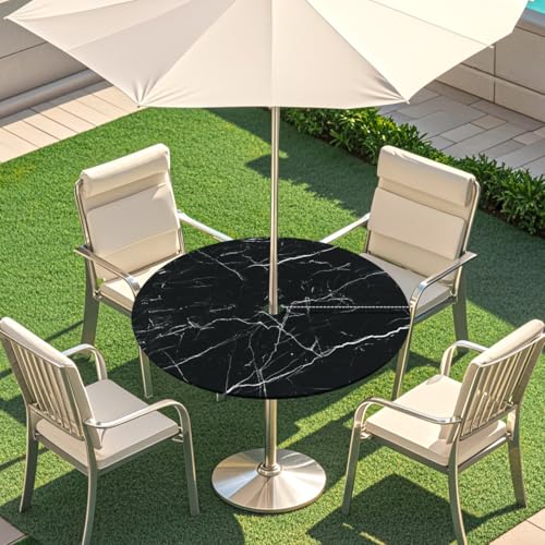 Highdi Runde Tischdecke Outdoor mit Schirmloch, Elastisch Mármol Druckbar Gartentischdecke Rund wasserdichte Table Cloth für Picnic, Patio,Garden, Ideal für 70cm-90cm Highdi Runde Tischdecke Outdoor mit Schirmloch, Elastisch Mármol Druckbar Gartentischdecke Rund wasserdichte Table Cloth für Picnic, Patio,Garden, Ideal für 70cm-90cm von Highdi