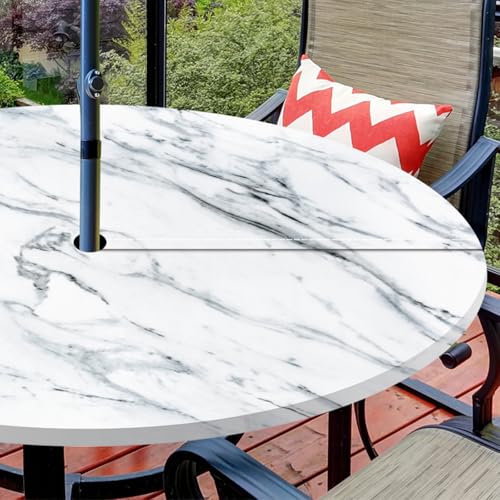 Highdi Runde Tischdecke Outdoor mit Schirmloch, Elastisch Mármol Druckbar Gartentischdecke Rund wasserdichte Table Cloth für Picnic, Patio,Garden, Ideal für 90cm-110cm Highdi Runde Tischdecke Outdoor mit Schirmloch, Elastisch Mármol Druckbar Gartentischdecke Rund wasserdichte Table Cloth für Picnic, Patio,Garden, Ideal für 90cm-110cm von Highdi