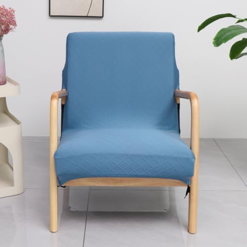 Highdi Sesselschoner Sesselüberwurf Stretch Jacquardstoff Stuhlhussen für Sessel Gepolsterter Retro, Loungesessel mit Massivholzrahmen, Relaxsessel Wohnzimmer/Schlafzimmer (Jeansblau) von Highdi