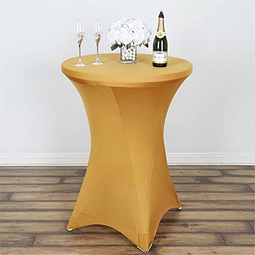 Highdi Stretch Stehtischhussen, Spandex Elastische Cocktail Tischdecken für Hochzeit, Geburtstagsfeiern, Party, Bankett, Heim Dekor (Golden,60x110cm) von Highdi