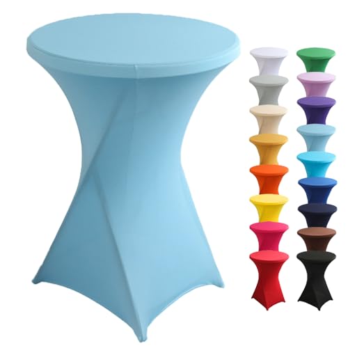 Highdi Stretch Stehtischhussen, Spandex Elastische Cocktail Tischdecken für Hochzeit, Geburtstagsfeiern, Party, Bankett, Heim Dekor (Himmelblau,80x110cm) von Highdi