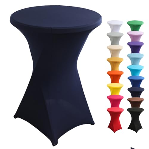 Highdi Stretch Stehtischhussen, Spandex Elastische Cocktail Tischdecken für Hochzeit, Geburtstagsfeiern, Party, Bankett, Heim Dekor (Navy blau,60x110cm) von Highdi