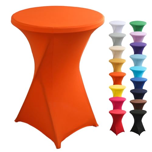 Highdi Stretch Stehtischhussen, Spandex Elastische Cocktail Tischdecken für Hochzeit, Geburtstagsfeiern, Party, Bankett, Heim Dekor (Orange,60x110cm) von Highdi