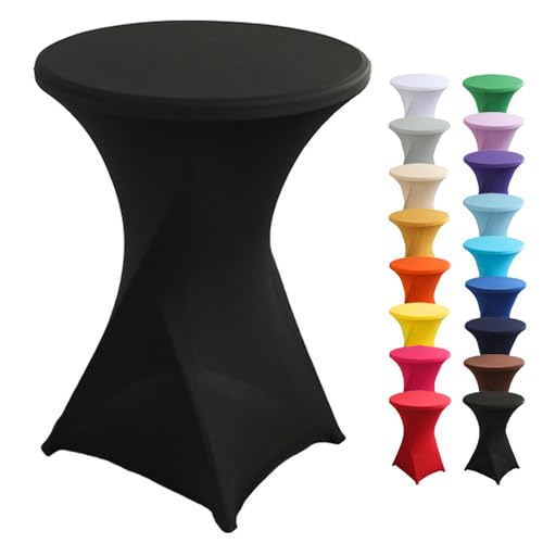 Highdi Stretch Stehtischhussen, Spandex Elastische Cocktail Tischdecken für Hochzeit, Geburtstagsfeiern, Party, Bankett, Heim Dekor (Schwarz,80x110cm) von Highdi