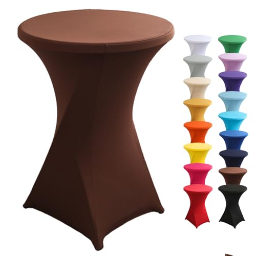Highdi Stretch Stehtischhussen, Spandex Elastische Cocktail Tischdecken für Hochzeit, Geburtstagsfeiern, Party, Bankett, Heim Dekor (braun,80x110cm) von Highdi