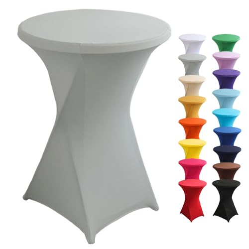 Highdi Stretch Stehtischhussen, Spandex Elastische Cocktail Tischdecken für Hochzeit, Geburtstagsfeiern, Party, Bankett, Heim Dekor (hellgrau,60x110cm) von Highdi