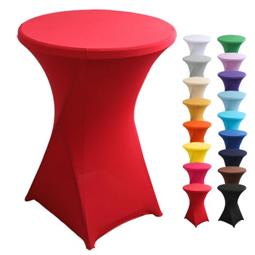 Highdi Stretch Stehtischhussen, Spandex Elastische Cocktail Tischdecken für Hochzeit, Geburtstagsfeiern, Party, Bankett, Heim Dekor (rot,80x110cm) von Highdi