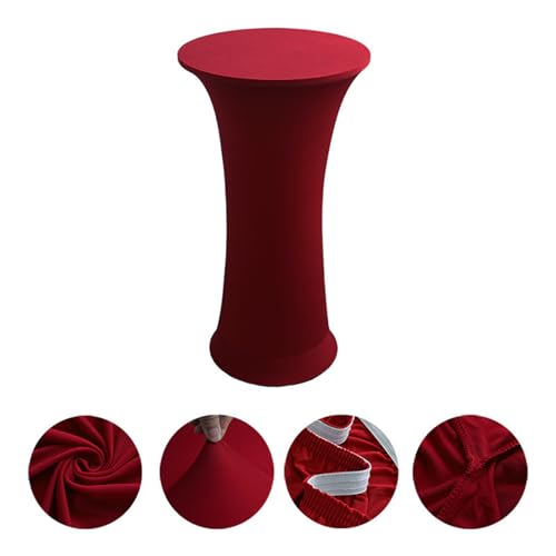 Highdi Stretch Stehtischhussen, Spandex Stretch Stehtisch Hussen Elastische Rund Stehtisch Hussen Outdoor für Bistrotisch Hochzeit Geburtstagsfeier Bankett (Ф60cm,Burgunderrot) von Highdi