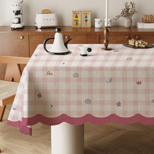 Highdi Tischdecke Abwaschbar, Rechteckig Tischdecke für Biertische Wasserabweisend Mitteldecke Leinen Tischwäsche für Wohnzimmer, Esszimmer, Balkon, Garten (Niedliche Kunst 4,90x90cm) von Highdi
