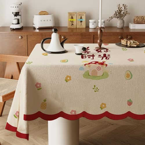 Highdi Tischdecke Abwaschbar, Rechteckig Tischdecke für Biertische Wasserabweisend Mitteldecke Leinen Tischwäsche für Wohnzimmer, Esszimmer, Balkon, Garten (Niedlicher Druck 1,80x120cm) von Highdi