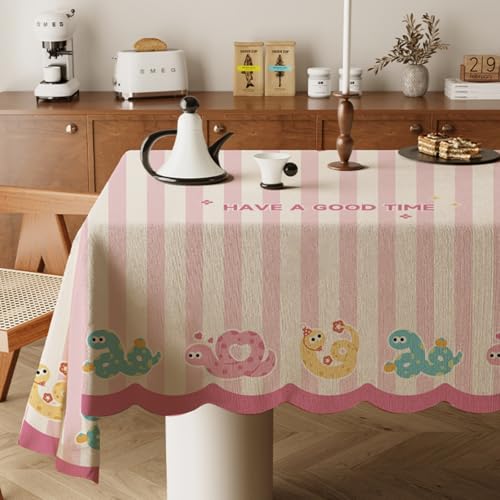 Highdi Tischdecke Abwaschbar, Rechteckig Tischdecke für Biertische Wasserabweisend Mitteldecke Leinen Tischwäsche für Wohnzimmer, Esszimmer, Balkon, Garten (Niedlicher Druck 3,90x150cm) von Highdi