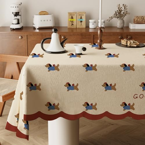 Highdi Tischdecke Abwaschbar, Rechteckig Tischdecke für Biertische Wasserabweisend Mitteldecke Leinen Tischwäsche für Wohnzimmer, Esszimmer, Balkon, Garten (Niedlicher Druck 4,90x90cm) von Highdi