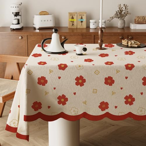 Highdi Tischdecke Abwaschbar, Rechteckig Tischdecke für Biertische Wasserabweisend Mitteldecke Leinen Tischwäsche für Wohnzimmer, Esszimmer, Balkon, Garten (Niedlicher Druck 5,140x220cm) von Highdi