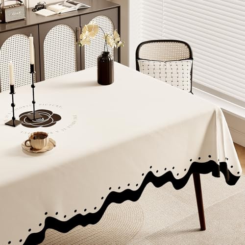 Highdi Tischdecke Abwaschbar, Rechteckig Tischdecke für Biertische Wasserabweisend Mitteldecke Leinen Tischwäsche für Wohnzimmer, Esszimmer, Balkon, Garten (Schlicht stilvoll 3,60x120cm) von Highdi