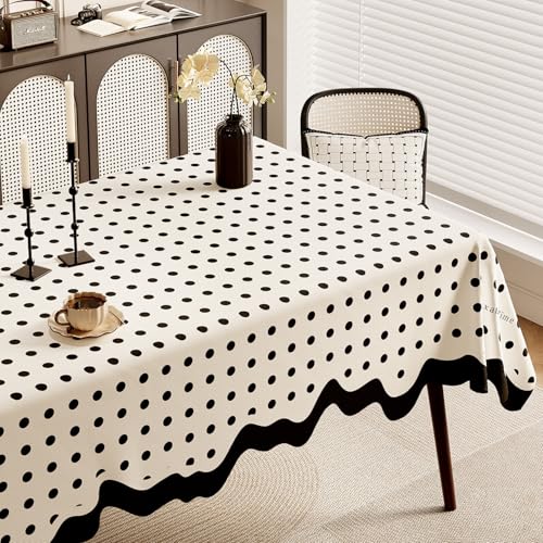Highdi Tischdecke Abwaschbar, Rechteckig Tischdecke für Biertische Wasserabweisend Mitteldecke Leinen Tischwäsche für Wohnzimmer, Esszimmer, Balkon, Garten (Schlicht stilvoll 5,60x120cm) von Highdi