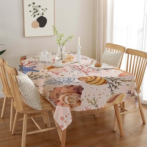 Highdi Tischdecke Abwaschbar, Rechteckig Tischdecke für Biertische Wasserabweisend Tafeldecke Sommer Tischwäsche für Wohnzimmer, Esszimmer, Balkon, Garten (GY7 Meeresschnecke,4.59 * 7.2FT) von Highdi