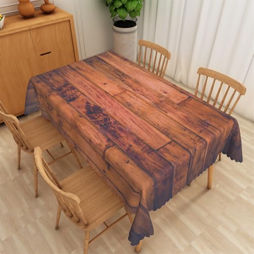 Highdi Tischdecke Abwaschbar, Rechteckig Tischdecke für Biertische Wasserabweisend Tafeldecke Sommer Tischwäsche für Wohnzimmer, Esszimmer, Balkon, Garten (Holzbrettdruck,275x153CM) von Highdi