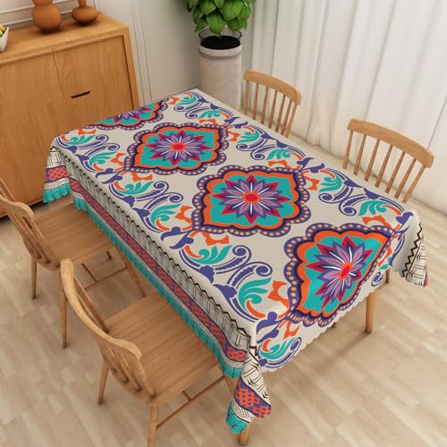 Highdi Tischdecke Abwaschbar, Rechteckig Tischdecke für Biertische Wasserabweisend Tafeldecke Sommer Tischwäsche für Wohnzimmer, Esszimmer, Balkon, Garten (Kaleidoskop-Mandala 4,275x153CM) von Highdi