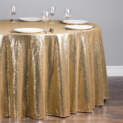 Highdi Tischdecke Pailletten Stoff, Tischdecke Rund Abwaschbar Outdoor für Party Hochzeiten Hotels Bankette und Feiertage Dekoration (60cm,Gold) von Highdi